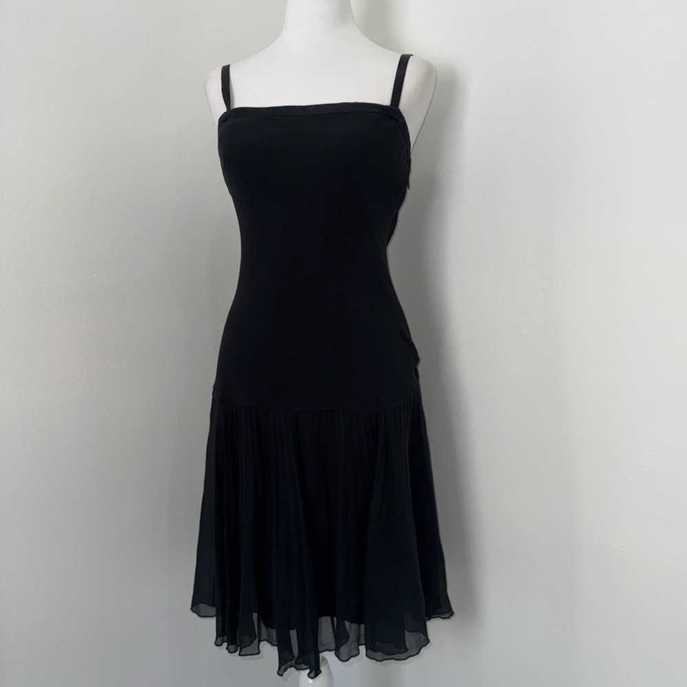 Banana Republic Black Ruched Bodice Dress with Chiffon Hem — Size 2